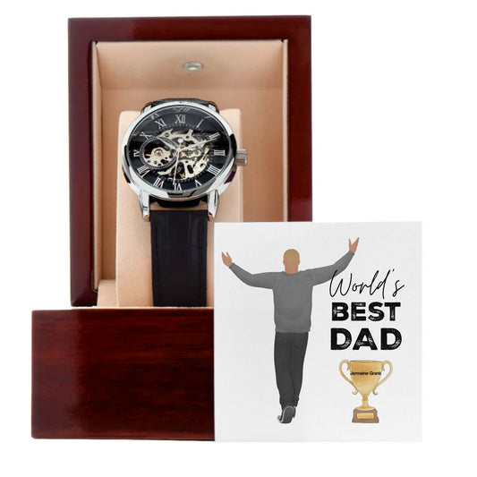 Men's Openwork Personalized Message Card Watch Gift For Dad Husband Grandpa