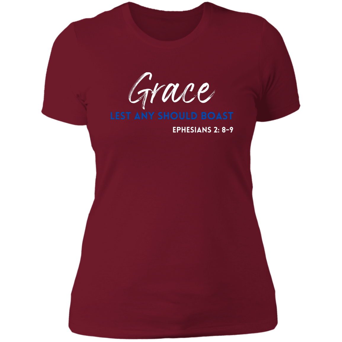 Women's Grace Lest Any Boast Ephesians 2:8-9 Boyfriend T-Shirt