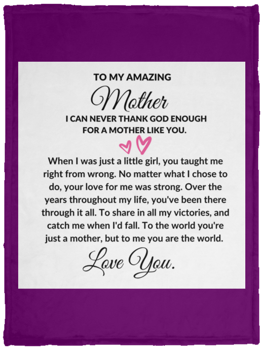 To My Amazing Mother From Daughter Cozy Plush Fleece Personalized Blanket - 30x40