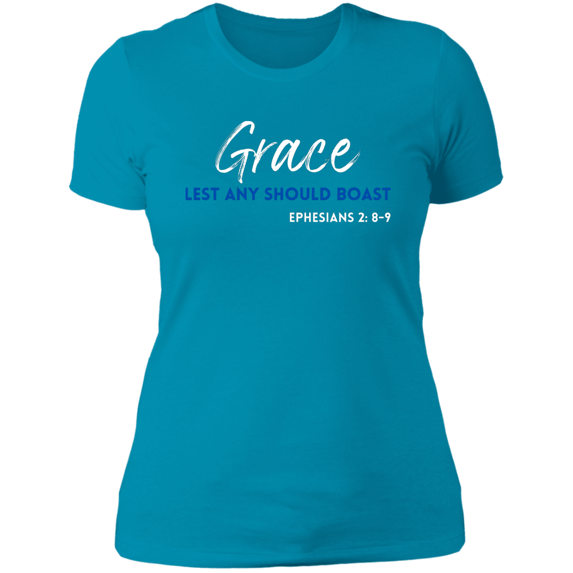 Women's Grace Lest Any Boast Ephesians 2:8-9 Boyfriend T-Shirt