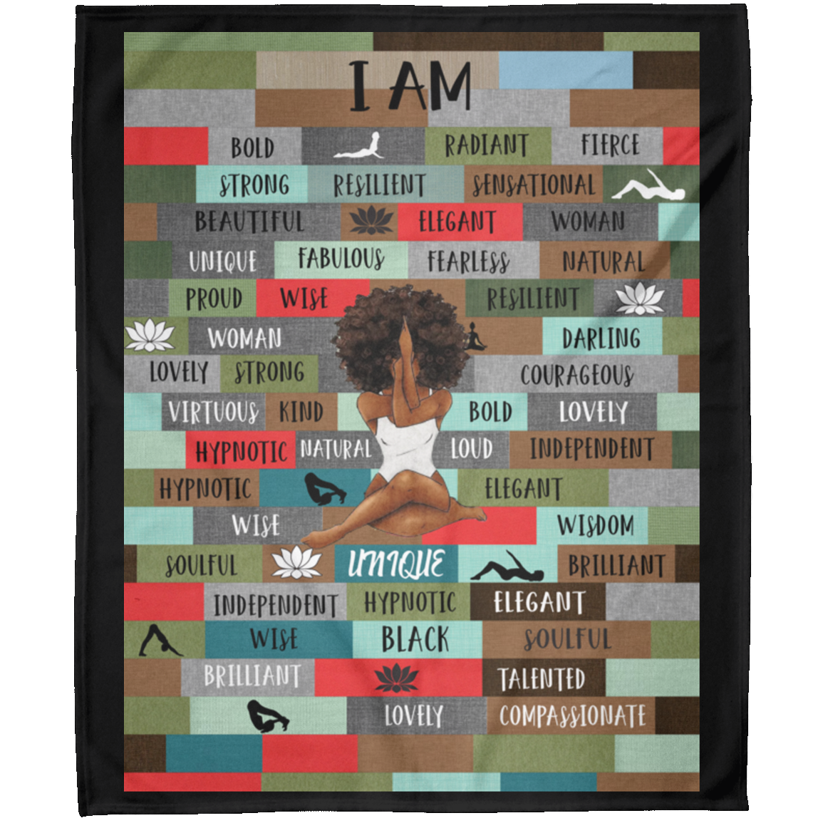 Black Woman Self Love I Am Affirmation Personalized Arctic Fleece Blanket 50x60