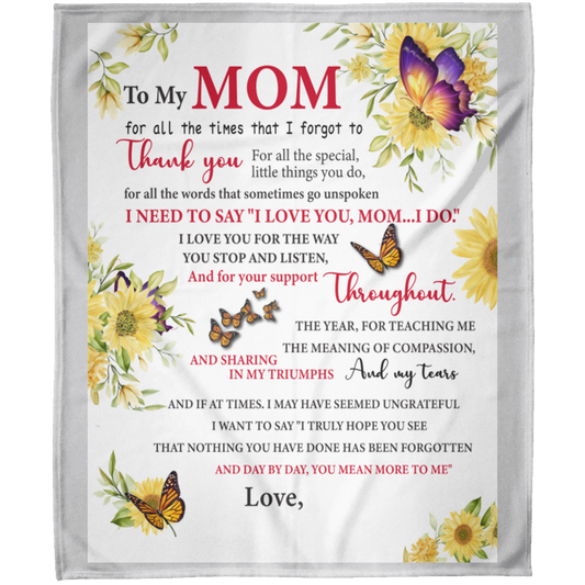 To My Mom Thank You Personalized Arctic Fleece Blanket 50x60