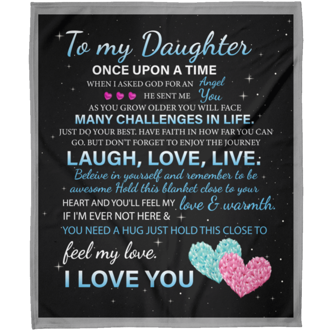 To My Daughter Live Laugh Love Arctic Fleece College Blanket 50x60