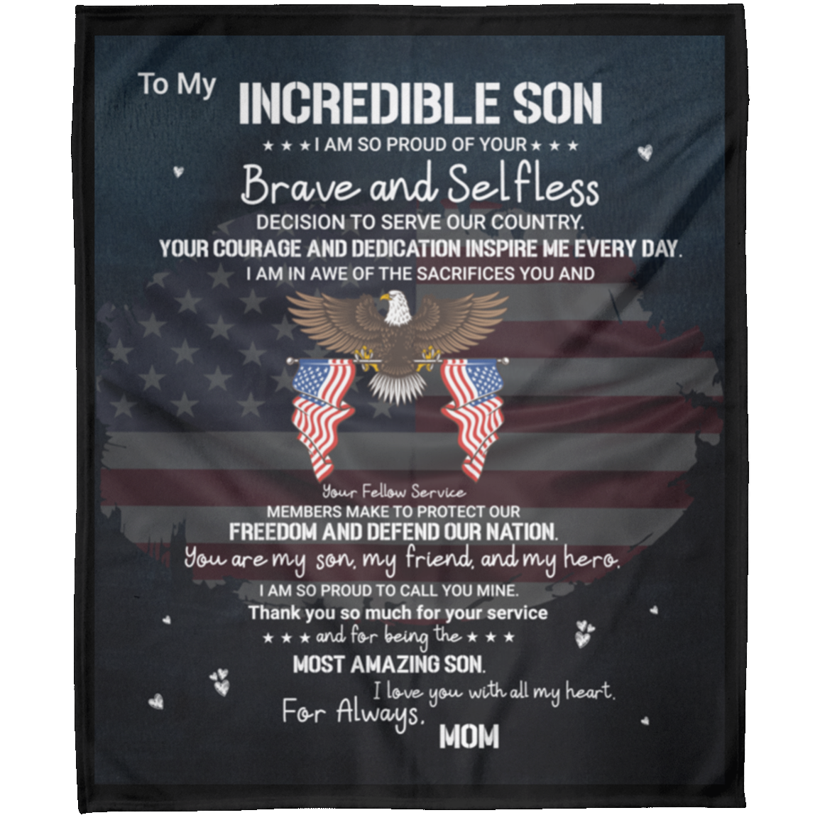 Military Brave Selfless Incredible Son Arctic Fleece Blanket 50x60