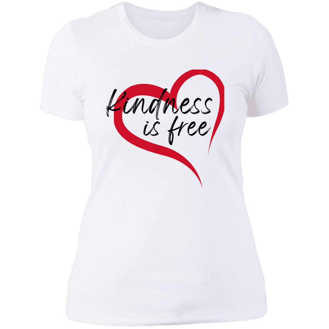 Women's Kindness Is Free Red Heart Boyfriend T-Shirt