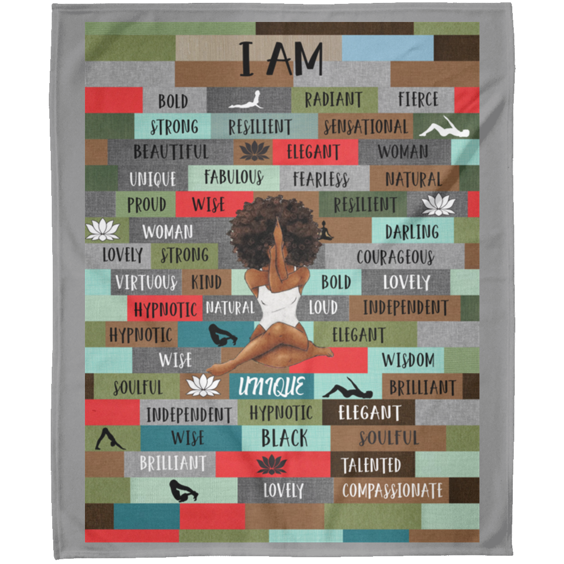 Black Woman Self Love I Am Affirmation Personalized Arctic Fleece Blanket 50x60