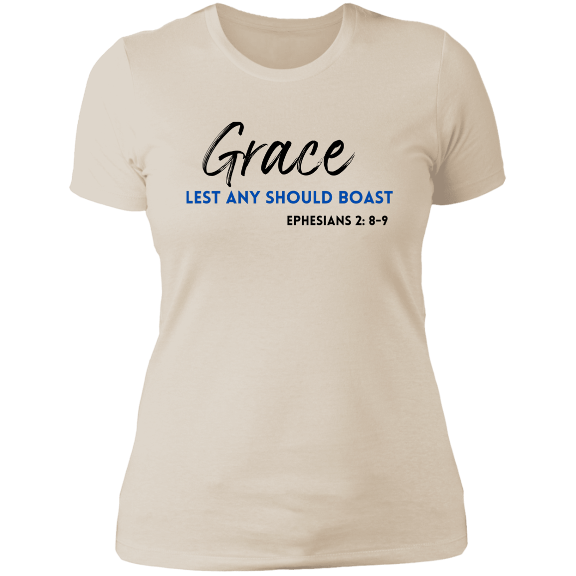 Women's Grace Lest Any Boast Black Text Boyfriend T-Shirt