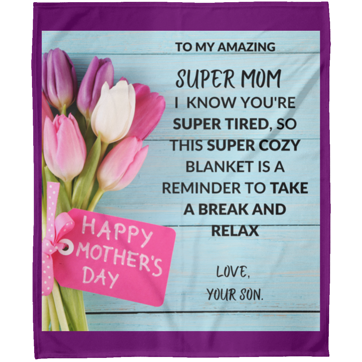 To My Super Mom Mothers's Day Gift From Son Fleece Blanket 50x60