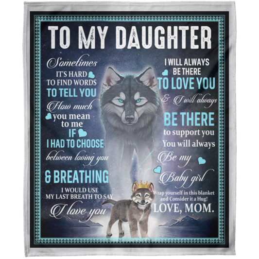 To My Daughter From Mom Personalized Wolf Arctic Fleece Blanket 50x60