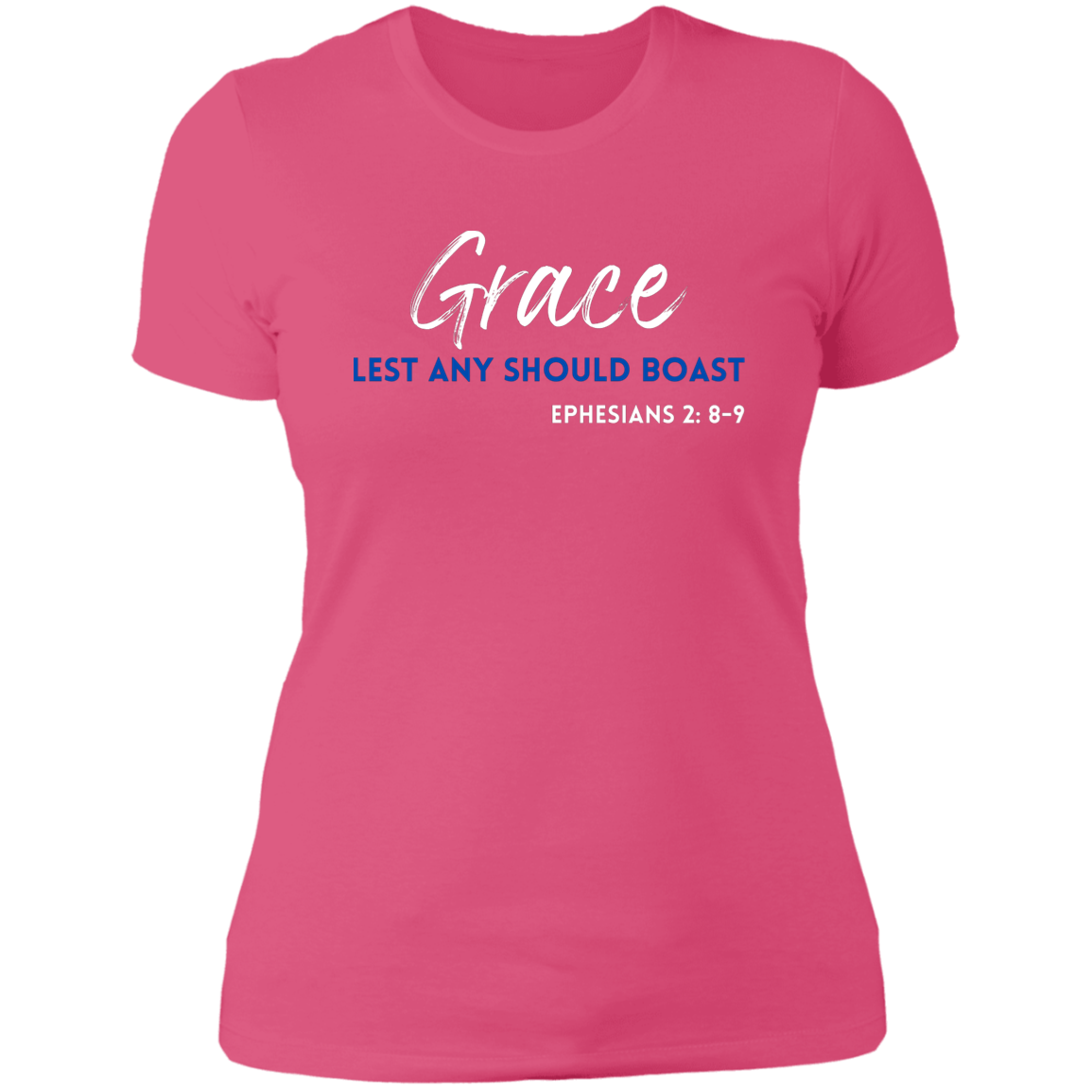 Women's Grace Lest Any Boast Ephesians 2:8-9 Boyfriend T-Shirt