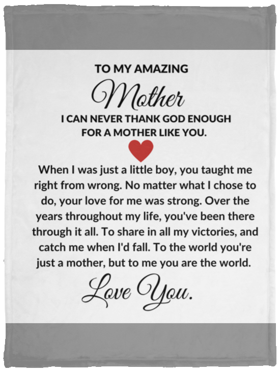 To My Amazing Mother From Son Cozy Plush Fleece Personalized Blanket Gift- 30x40