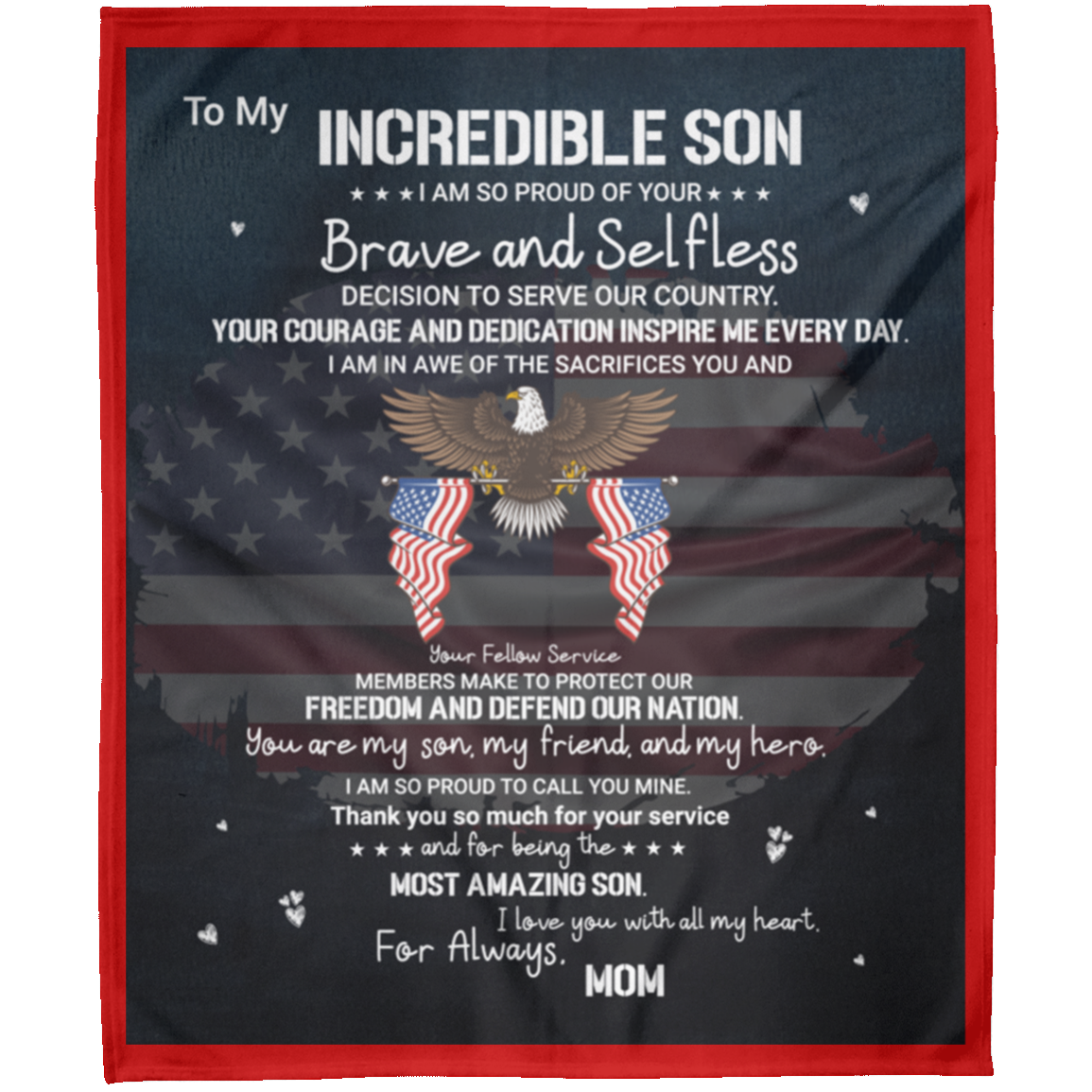 Military Brave Selfless Incredible Son Arctic Fleece Blanket 50x60