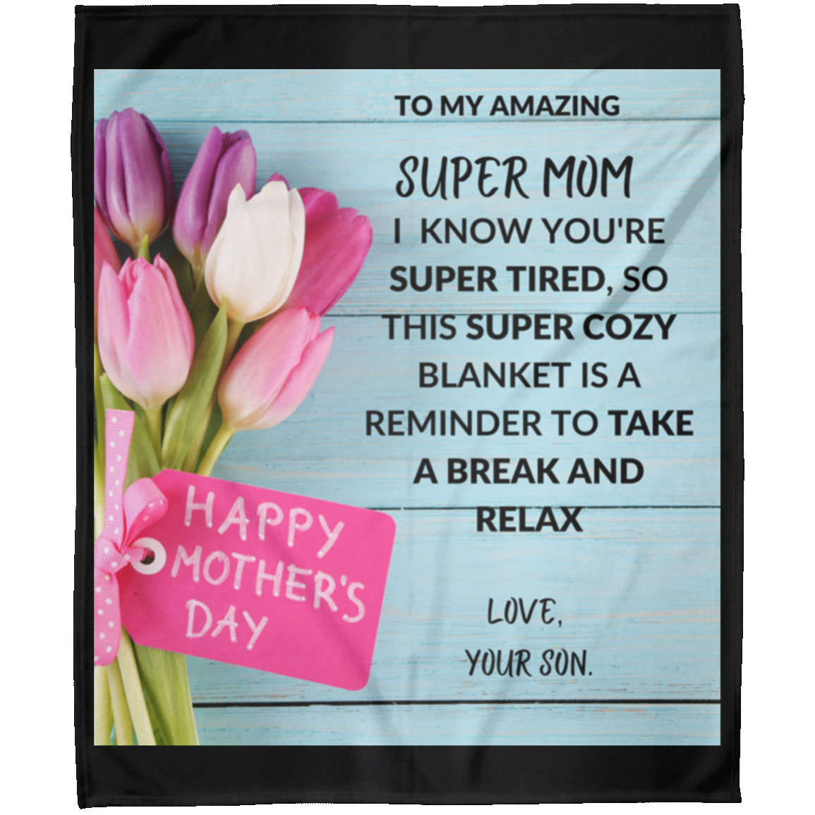 To My Super Mom Mothers's Day Gift From Son Fleece Blanket 50x60