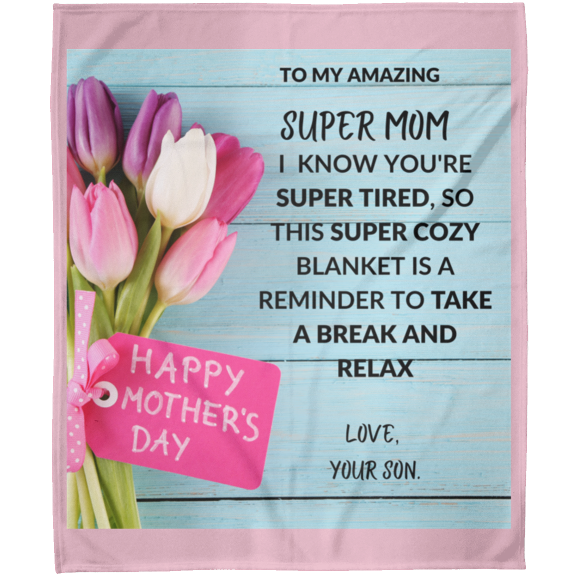 To My Super Mom Mothers's Day Gift From Son Fleece Blanket 50x60