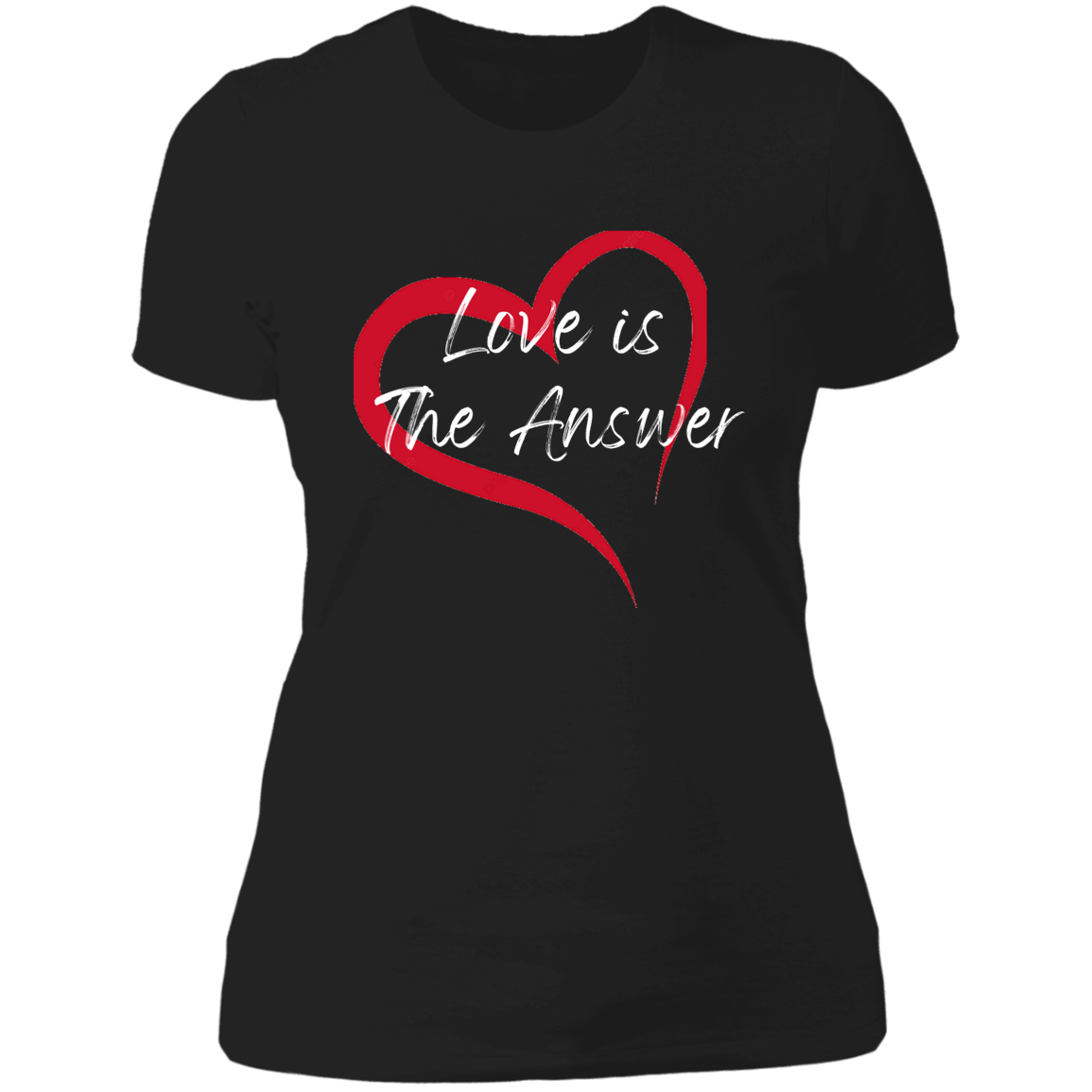 Women's Love Is The Answer Black Heart Boyfriend T-Shirt