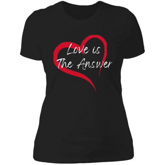 Women's Love Is The Answer Black Heart Boyfriend T-Shirt