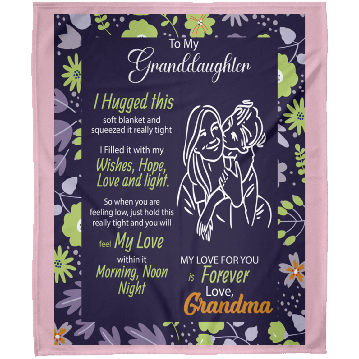 To My Granddaughter Love & Light Customized Arctic Fleece Blanket 50x60