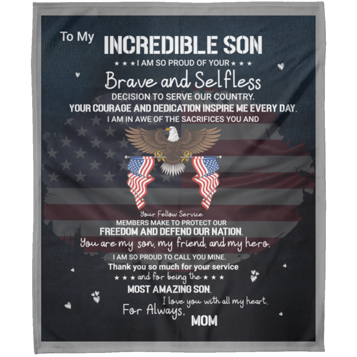 Military Brave Selfless Incredible Son Arctic Fleece Blanket 50x60