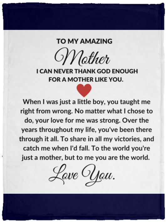 To My Amazing Mother From Son Cozy Plush Fleece Personalized Blanket Gift- 30x40