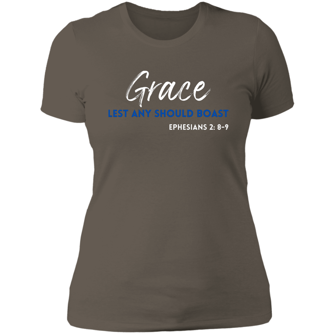 Women's Grace Lest Any Boast Ephesians 2:8-9 Boyfriend T-Shirt