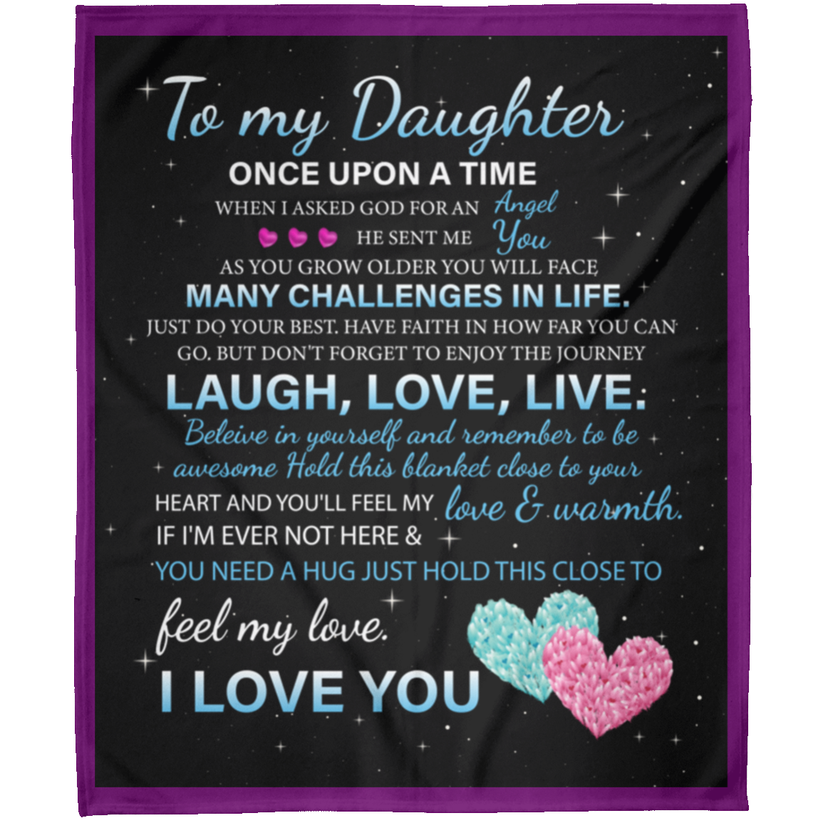 To My Daughter Live Laugh Love Arctic Fleece College Blanket 50x60