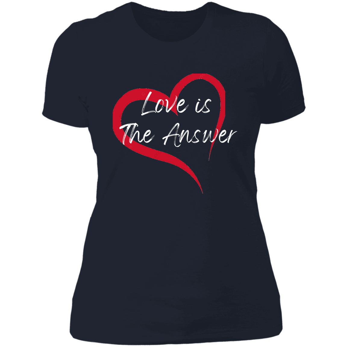 Women's Love Is The Answer Black Heart Boyfriend T-Shirt