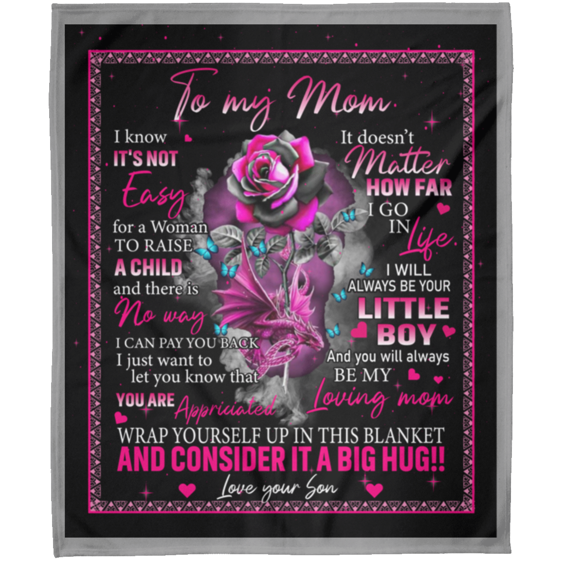 To My Mom From Your Son Big Hug Personalized Arctic Fleece Blanket 50x60