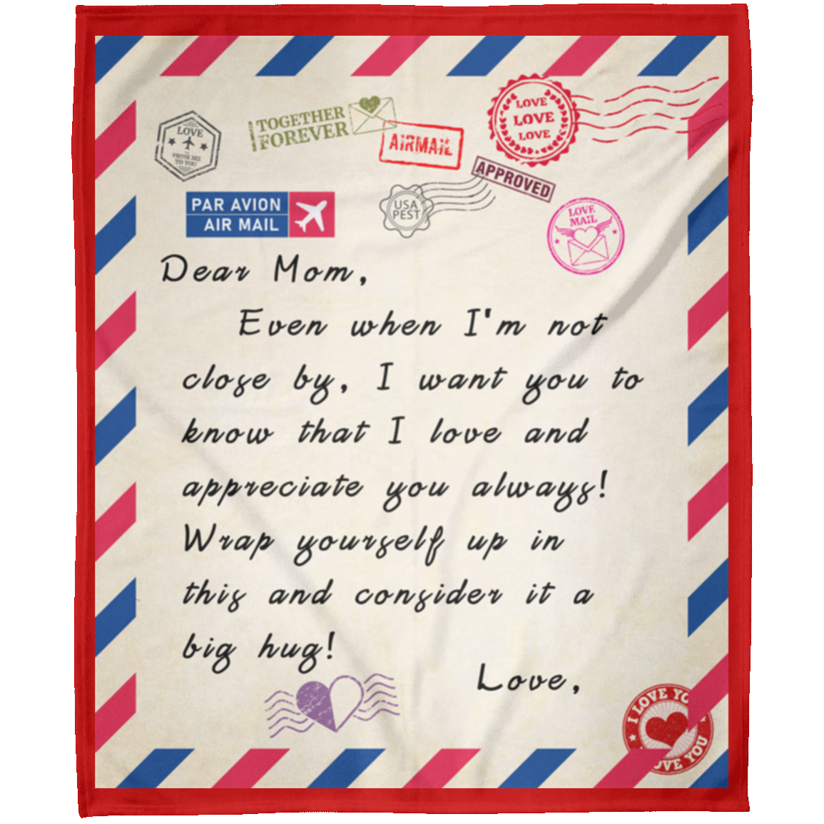 Dear Mom Air Mail Postage Personalized Arctic Fleece Blanket Gift 50x60