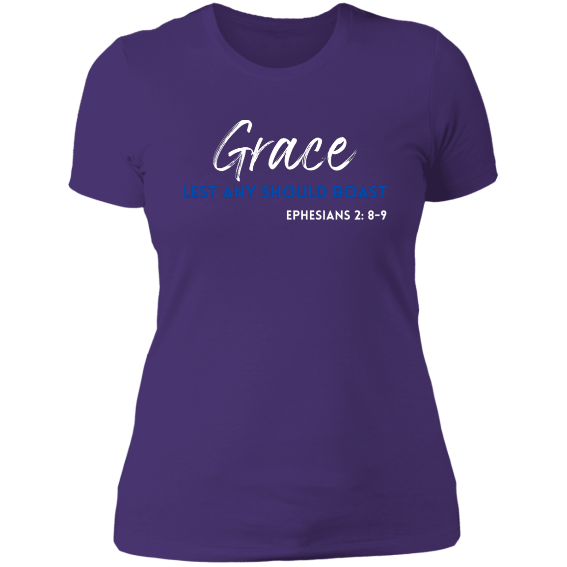 Women's Grace Lest Any Boast Ephesians 2:8-9 Boyfriend T-Shirt