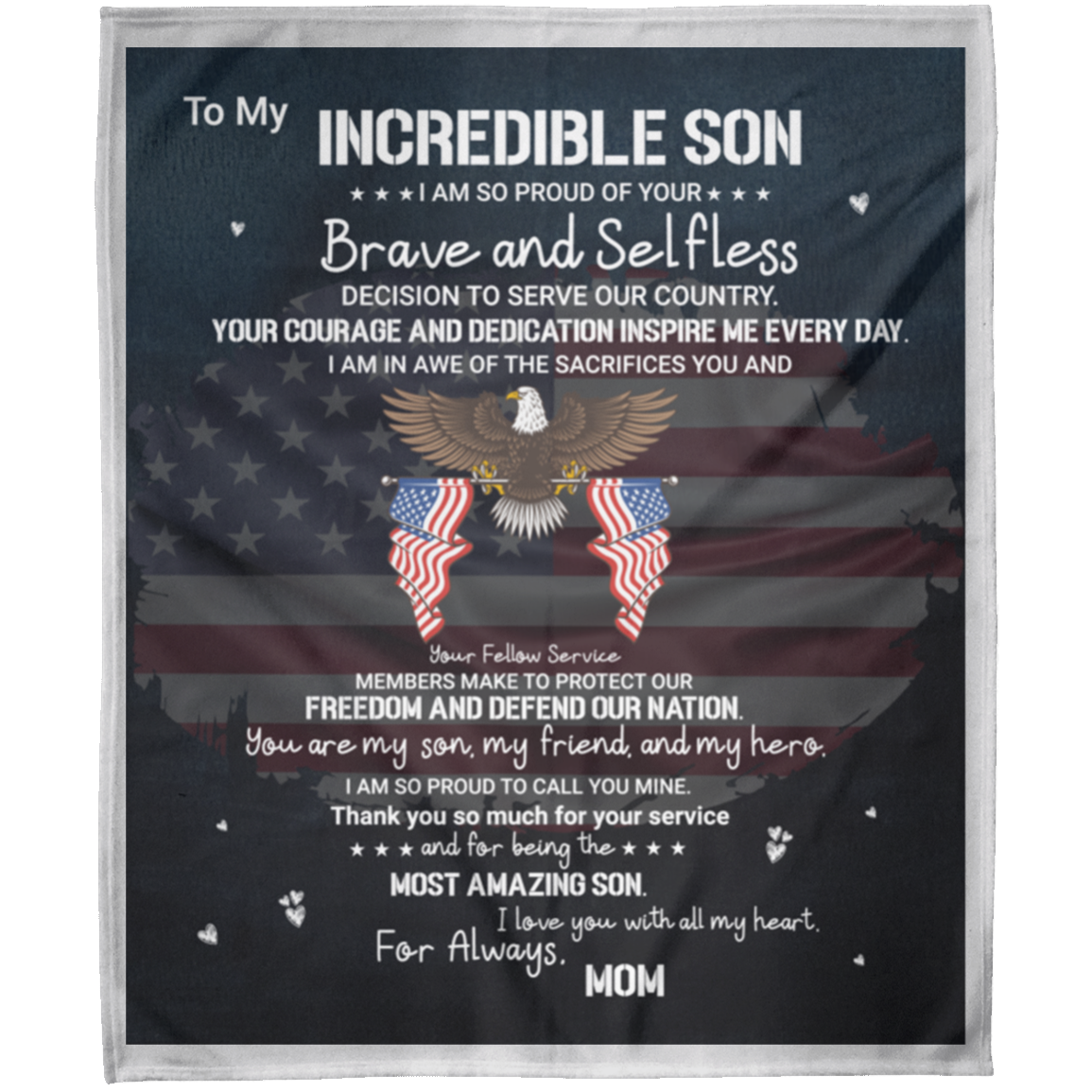 Military Brave Selfless Incredible Son Arctic Fleece Blanket 50x60