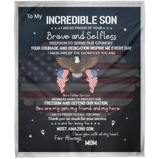 Military Brave Selfless Incredible Son Arctic Fleece Blanket 50x60