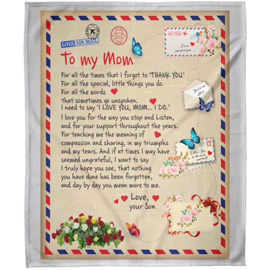 To My Mom Airmail Stamps For All The Times Personalized Arctic Fleece Blanket 50x60