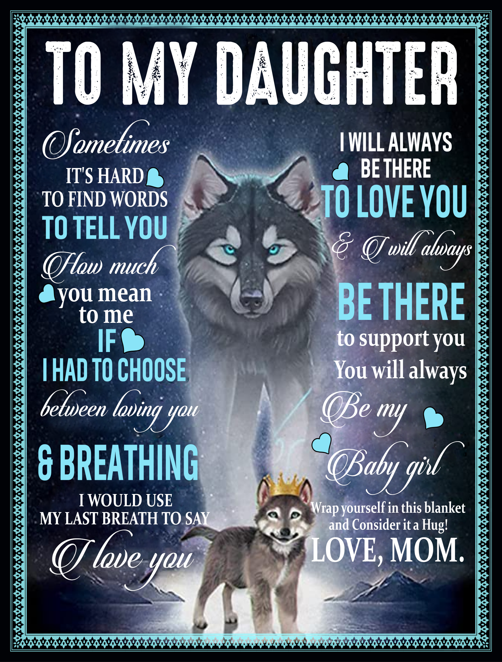 To my daughter wolf blanket 2025