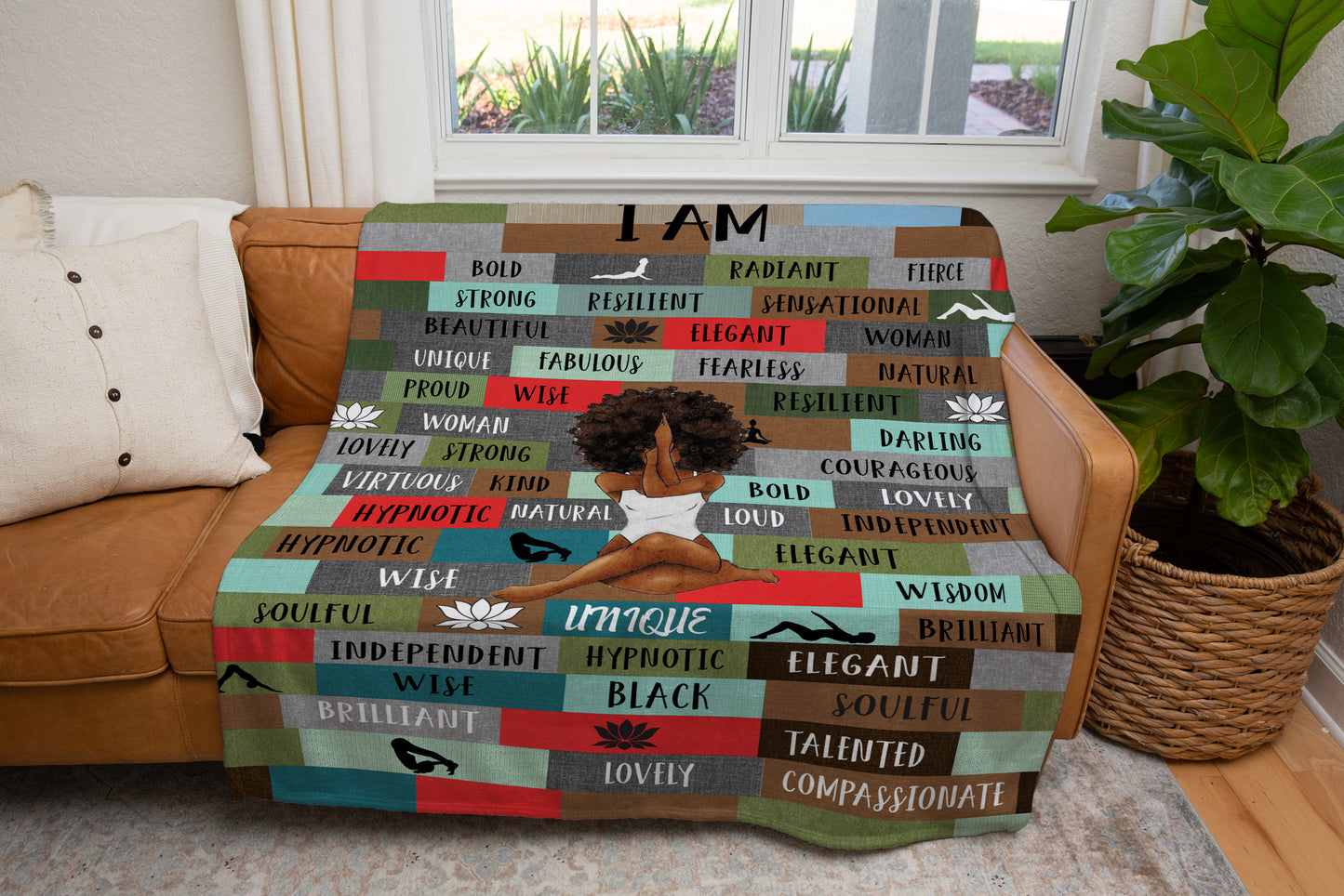 Black Woman Self Love I Am Affirmation Personalized Arctic Fleece Blanket 50x60