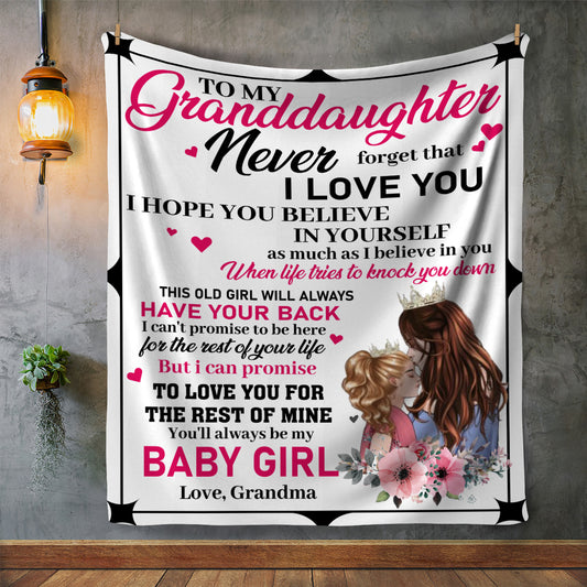 To My Granddaughter Believe In Yourself Customized Arctic Fleece College Snuggle Blanket 50x60