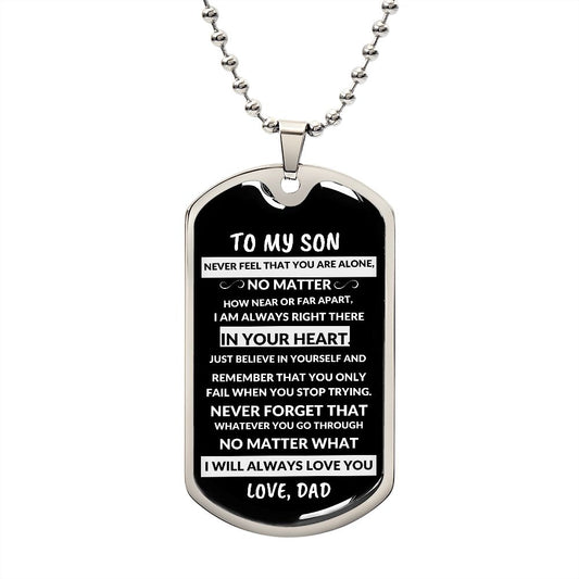 To My Son Never Alone Military Personalized Dog Tag Graduation Gift From Dad