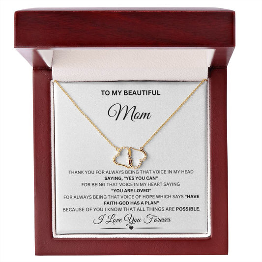 To My Beautiful Mom Gold Everlasting Love Personalized Necklace Gift