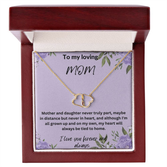 To My Loving Mom Gold Hearts Everlasting Love Necklace Gift