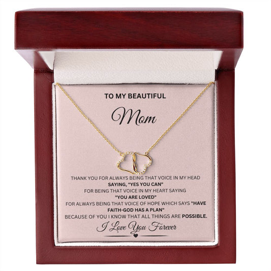 To My Beautiful Mom Everlasting Love GoldPersonalized Necklace Gift