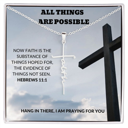 All Things Are Possible Faith Cross Personalized Inspirational Necklace Gift