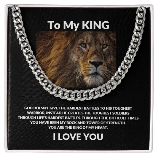 To My King Cuban Link Necklace With Personalized Love Message