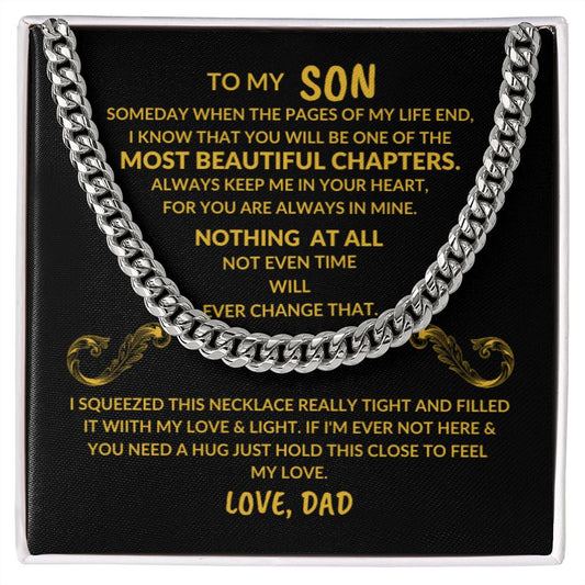To My Son Cuban Link Gold Letters Love Dad Necklace Gift