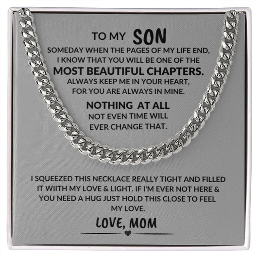 To My Son Love Mom Cuban Link Necklace Gift