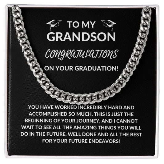 To My Grandson Congratulations Cuban Link Chain
