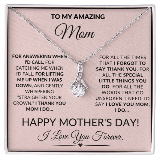 To My Amazing Mom Personalized Thank You Alluring Beauty Necklace Gift