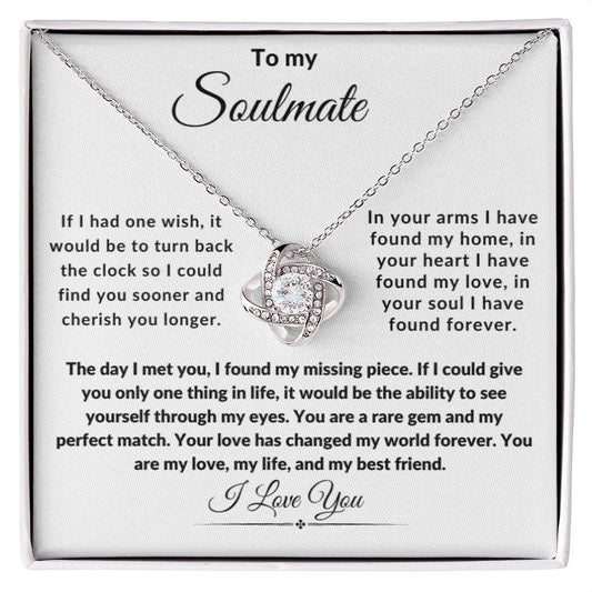 To My Soulmate One Wish Love Knot Necklace