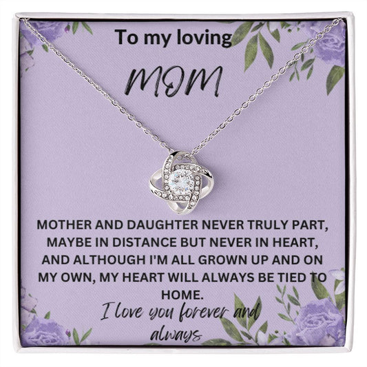 To My Loving Mom From Daughter Love Knot Necklace Gift