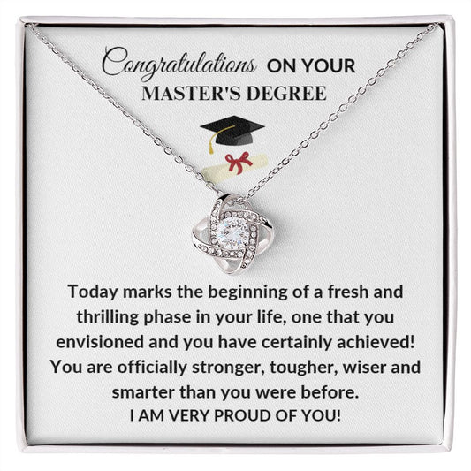 Congratulations on Your Master's Degree I'm Proud Love Knot Necklace