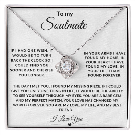 To My Soulmate Love Knot Missing Piece Best Friend Personalized Necklace