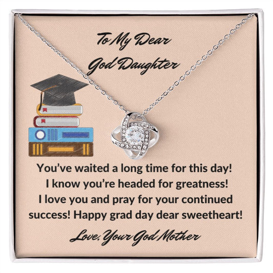 Congratulations My Dear Goddaughter Graduation Love Knot Necklace Gift